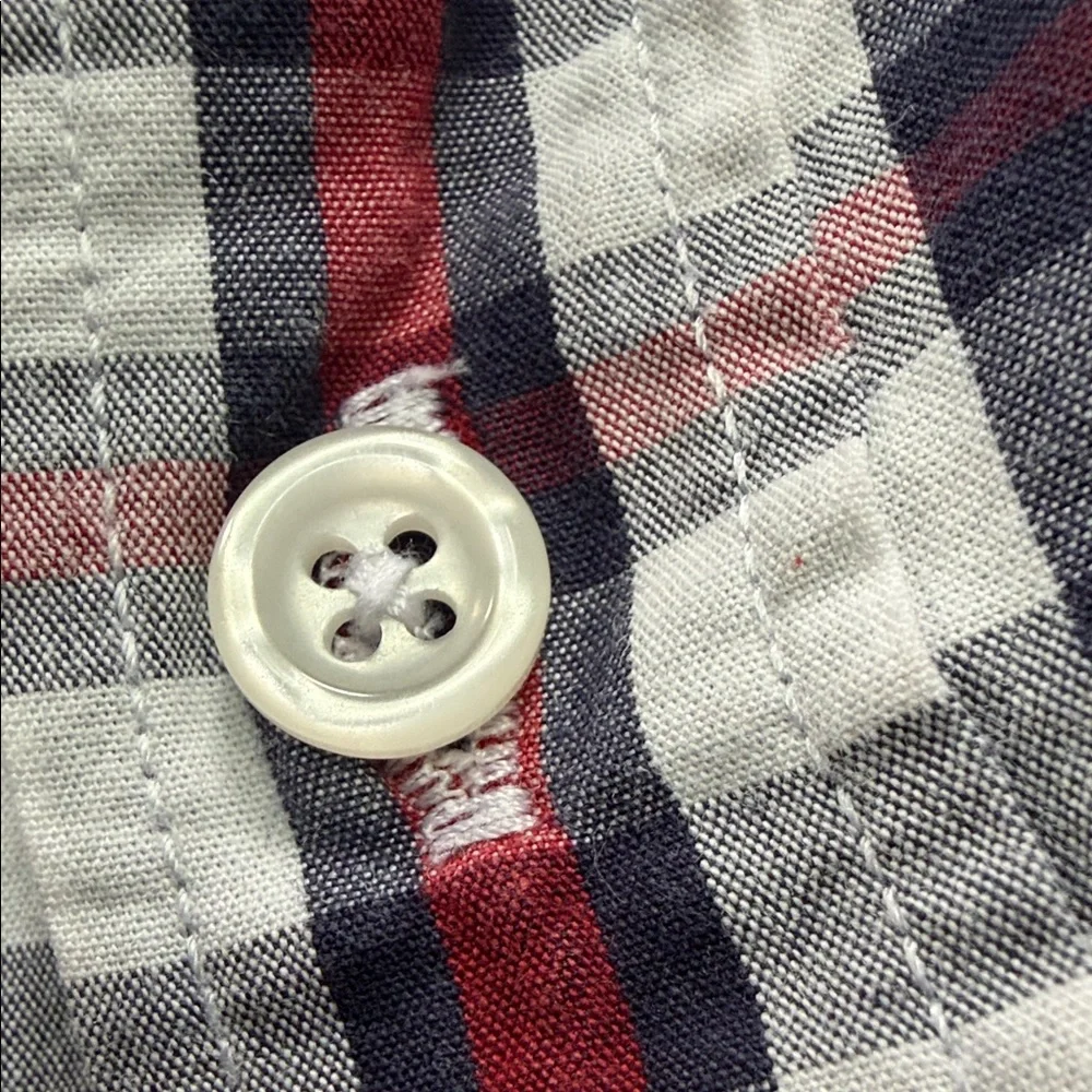 J. Crew Men's Red, Navy & White Check Button-Down Shirt